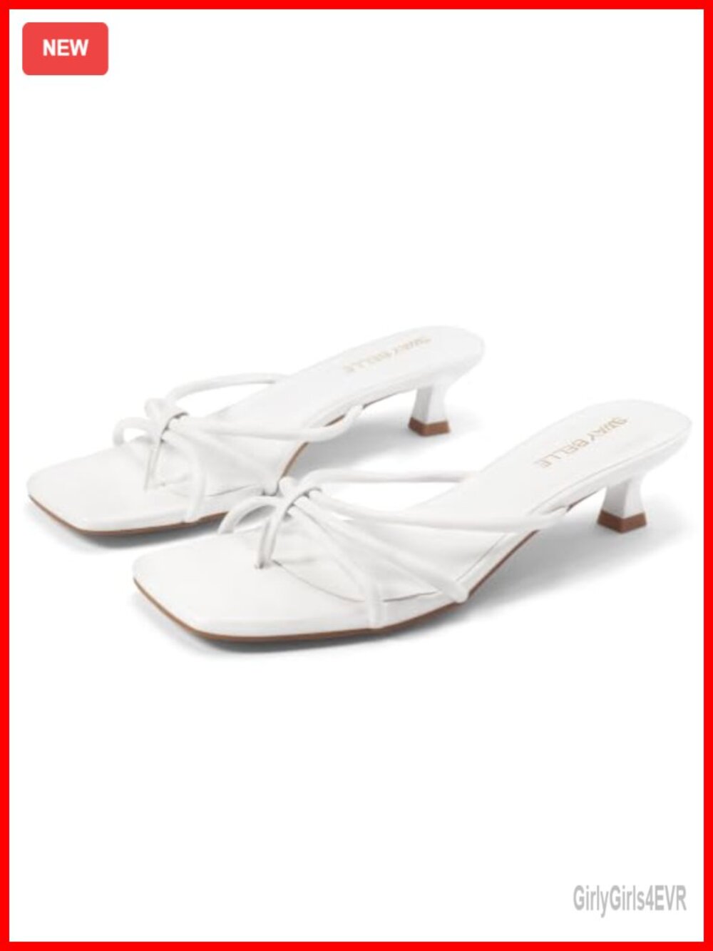 Women's Strappy Kitten Heel Square Open Toe Slip On Thong Sandals Mules